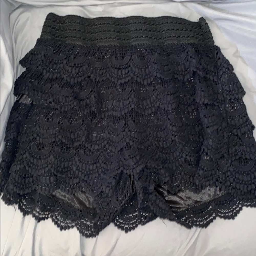 Black lace shorts